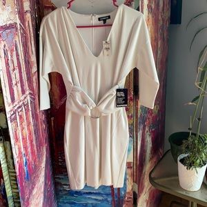White Express dress size XS. About 34inches from shoulder to bottom.